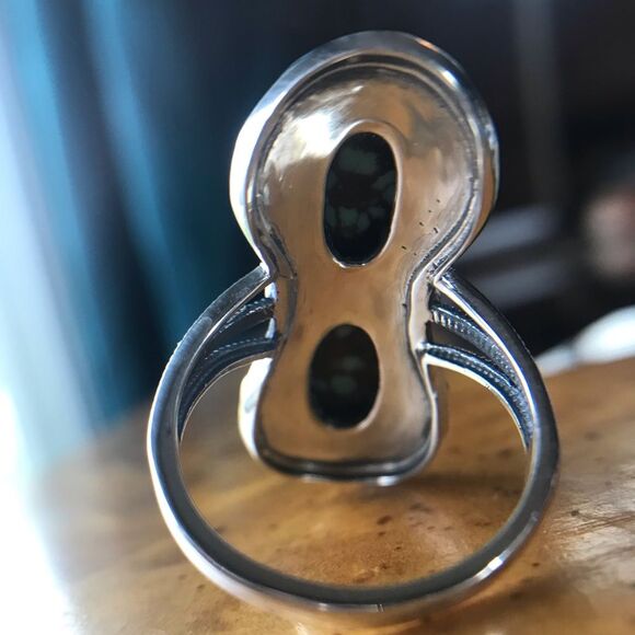 Natural Royston Blue Horizon Turquoise Sterling Silver Horseshoe Ring Size 9 - Picture 5 of 9